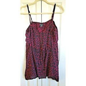 Torrid 1 Hot Pink/Black Floral Baby Doll Cami Tank Top Size 1X Adjustable Straps